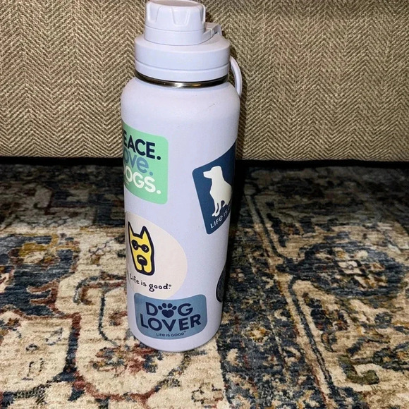 SALE LIFE IS GOOD 40 oz Water Bottle Peace Love Dogs Jug for Walking Hiking - Picture 1 of 6